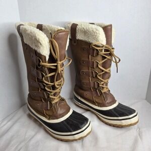 Portland Boot Company Womens Brown Faux Shearling Lace Up Snow Boots Size 7